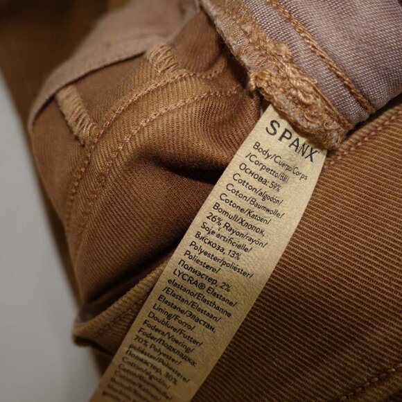 Spanx Women's Straight Leg Twill Jeans Size Small Brown High Rise Pull On S - Picture 4 of 7